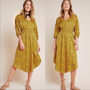NWT Anthropologie Gold and Black Flowy Dress, size XS